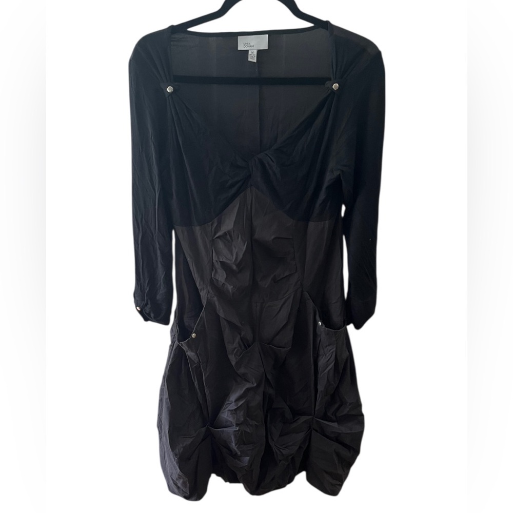 Linea Domani Dress Black Unique Vibe Balloon Midi Dress Size Medium
